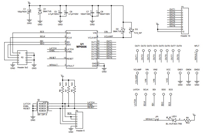 Schematic - Monolithic Power Systems (MPS) EV6606-F-00A Evaluation Board
